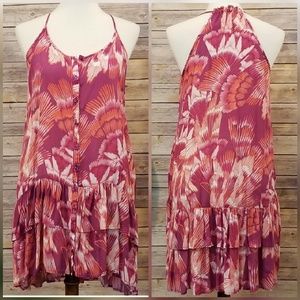 Free People | Dresses | Free People Tropical Floral Print Ruffle Dress ...
